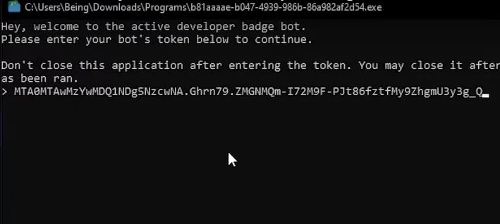 How To Get Active Developer Badge Discord  - paste token 