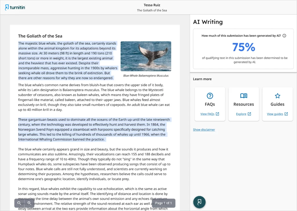 Turnitin AI report